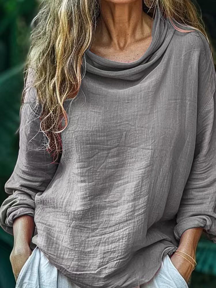 Eenvoudige vintage linnen blouse voor vrouwen