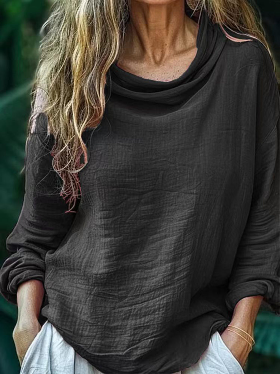 Eenvoudige vintage linnen blouse voor vrouwen