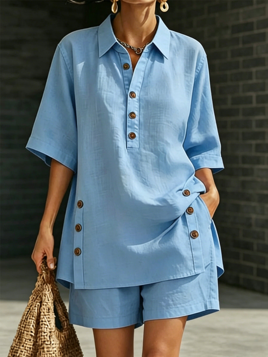 Twee-delige casual set in effen kleur voor vrouwen