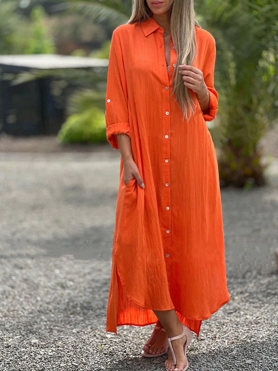Effen casual lange shirtjurk voor vrouwen