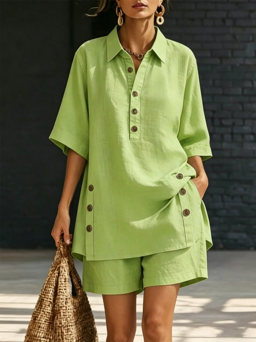Twee-delige casual set in effen kleur voor vrouwen