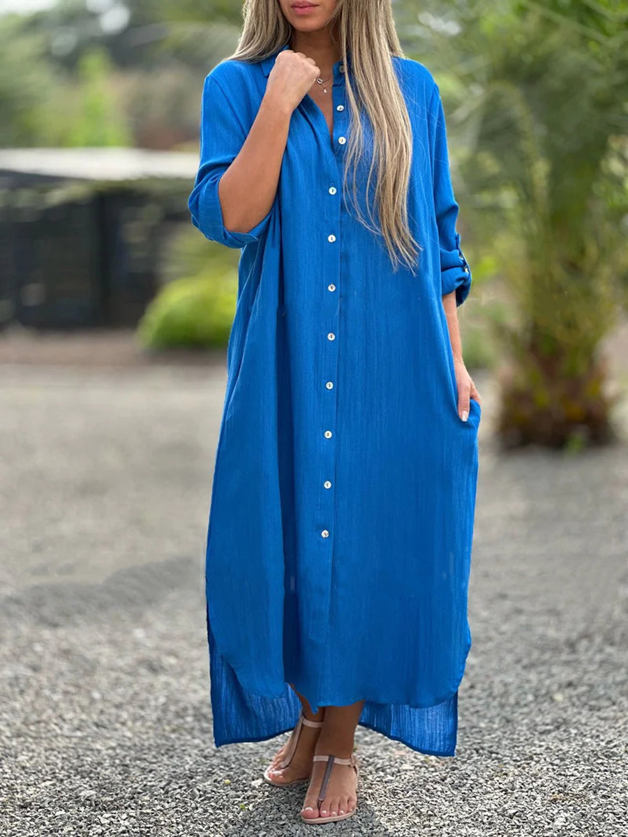 Effen casual lange shirtjurk voor vrouwen