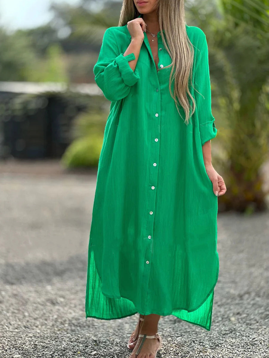 Effen casual lange shirtjurk voor vrouwen